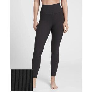 Athleta Black High-Rise Elation Ribbed Cropped Length Tights Size Large